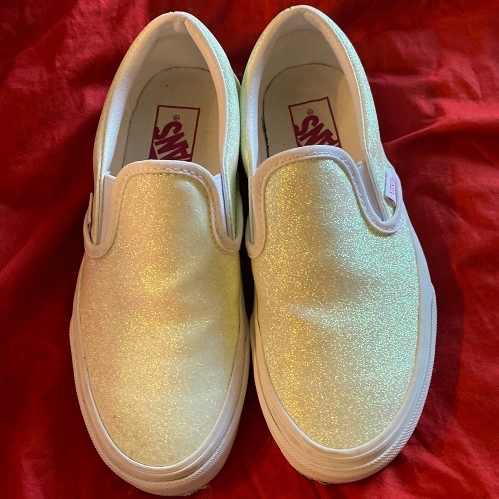 Vans Skateboarding Shoes Womens 8 Green Pink Sun Activated Glitter Hidden Print